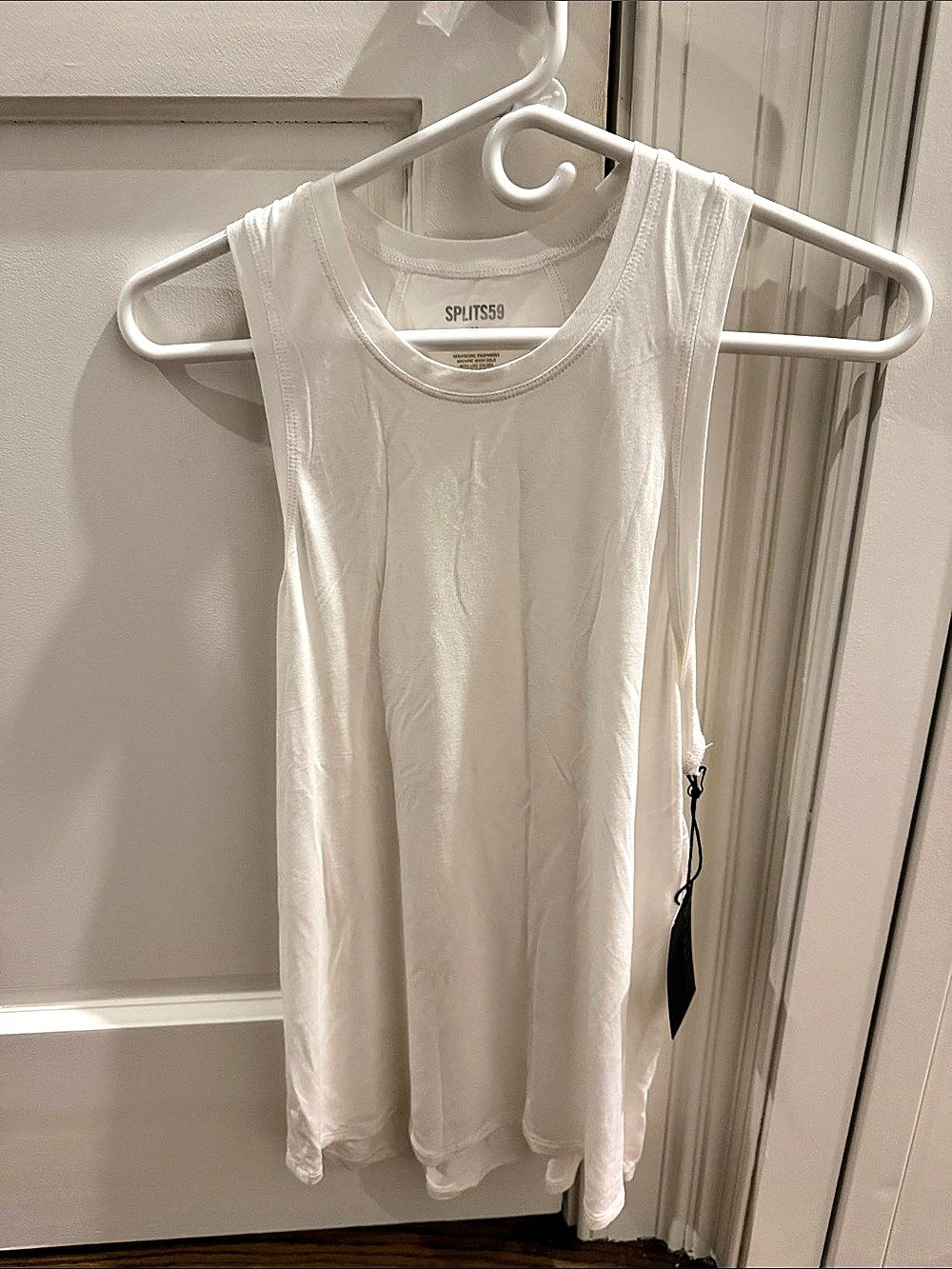 SPLITS59 Kiki Rib Tank Full Length White Tank Top Medium